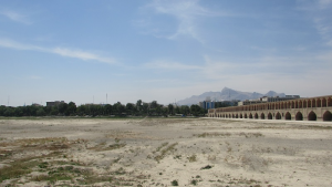 Dried up River Zayandeh in Isfahan, Iran